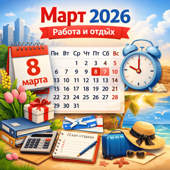 Как работаем и отдыхаем в марте 2026 года: производственный календарь и полный график выходных
